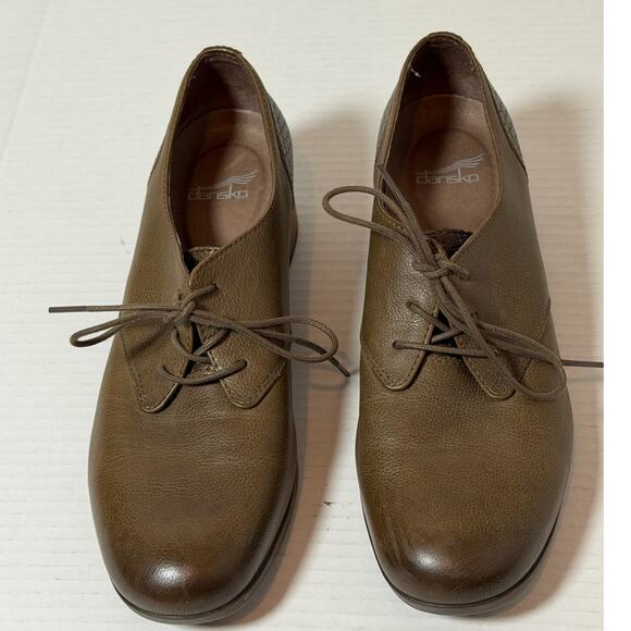 Women's Dansko Louise Brown Bronze Leather Oxford Derby Shoes Size 40 - Picture 2 of 9